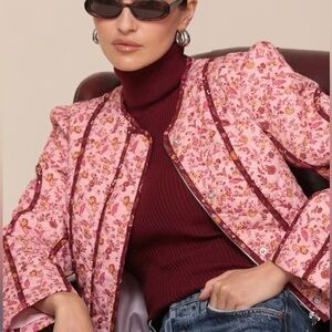 Avec Les Filles Floral Print Quilted Jacket